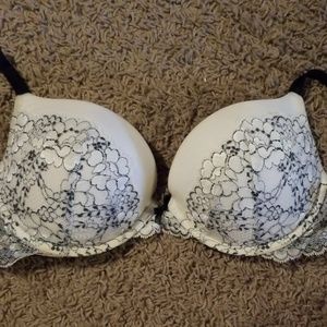 Black and white lace bra
